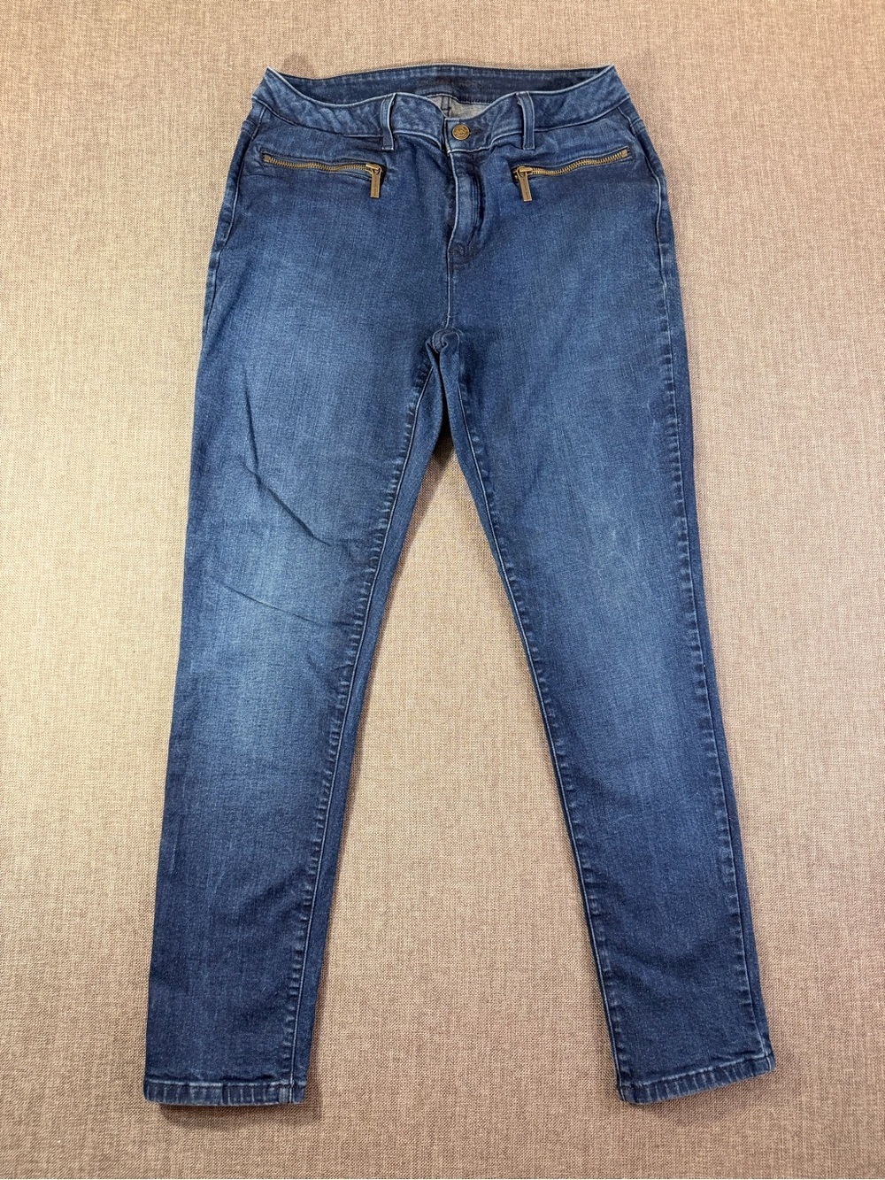 Michael Kors Women’s Dark Blue Skinny Jeans with Zip Accent size 8